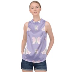 Butterfly Butterflies Merry Girls High Neck Satin Top