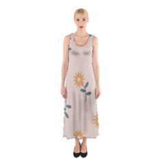 Flowers Continuous Pattern Nature Sleeveless Maxi Dress