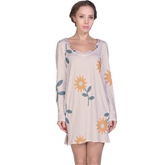 Flowers Continuous Pattern Nature Long Sleeve Nightdress by HermanTelo