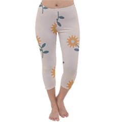 Flowers Continuous Pattern Nature Capri Winter Leggings 