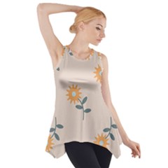 Flowers Continuous Pattern Nature Side Drop Tank Tunic