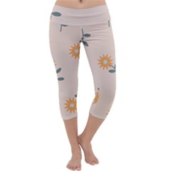 Flowers Continuous Pattern Nature Capri Yoga Leggings