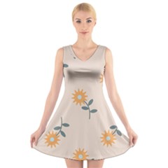 Flowers Continuous Pattern Nature V-neck Sleeveless Dress