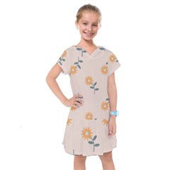 Flowers Continuous Pattern Nature Kids  Drop Waist Dress