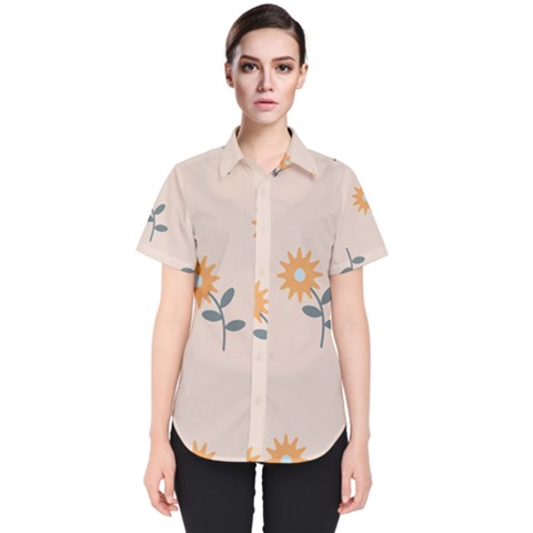 Flowers Continuous Pattern Nature Women s Short Sleeve Shirt by HermanTelo