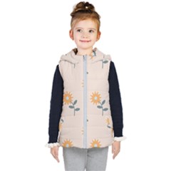 Flowers Continuous Pattern Nature Kids  Hooded Puffer Vest