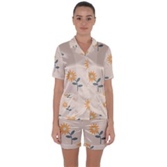 Flowers Continuous Pattern Nature Satin Short Sleeve Pyjamas Set by HermanTelo