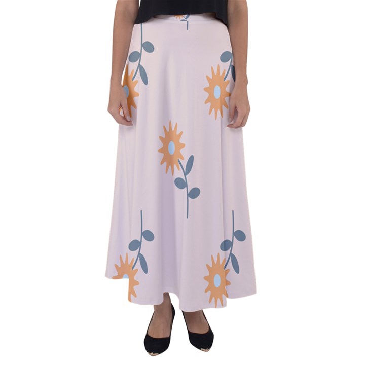 Flowers Continuous Pattern Nature Flared Maxi Skirt