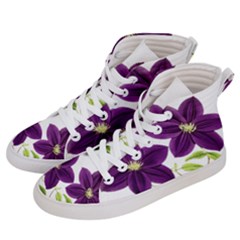 Purple Star Clematis - Vintage Design Women s Hi-top Skate Sneakers by WensdaiAmbrose