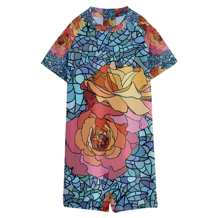 Stained Glass Roses Kids  Boyleg Half Suit Swimwear