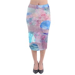 Abstract Clouds And Moon Midi Pencil Skirt by charliecreates