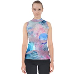 Abstract Clouds And Moon Mock Neck Shell Top by charliecreates