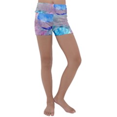 Abstract Clouds And Moon Kids  Lightweight Velour Yoga Shorts by charliecreates