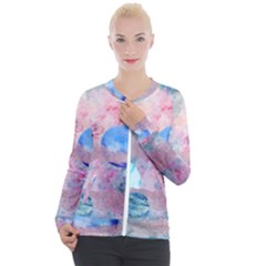 Abstract Clouds And Moon Casual Zip Up Jacket