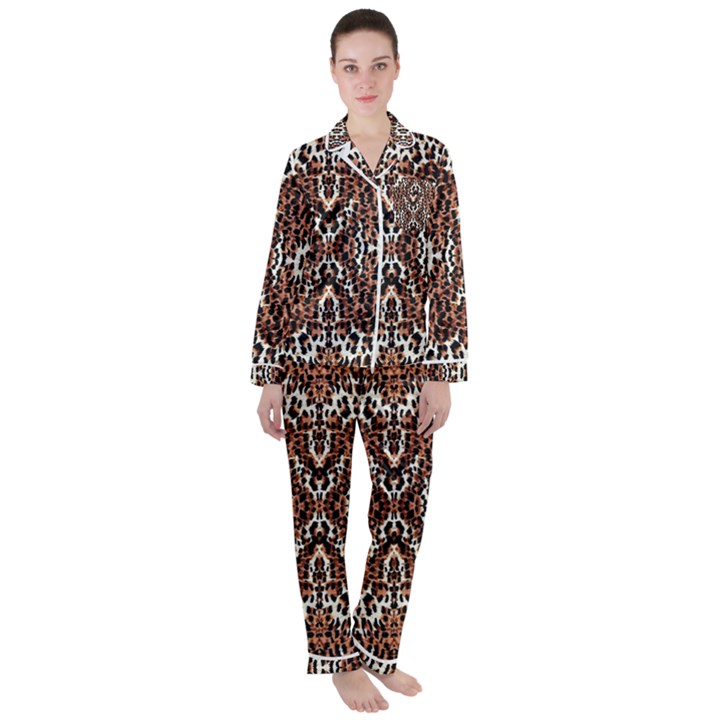 Animal Satin Long Sleeve Pyjamas Set