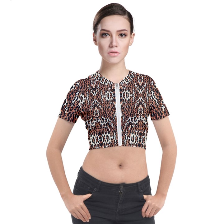 Animal Short Sleeve Cropped Jacket