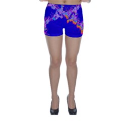 Periwinkle Blue Pink Orange Wow Flora Skinny Shorts by 1dsign