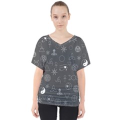 Witchcraft symbols  V-Neck Dolman Drape Top