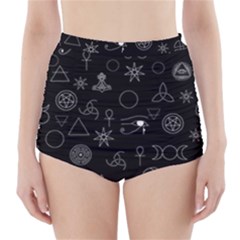 Witchcraft Symbols  High-waisted Bikini Bottoms by Valentinaart