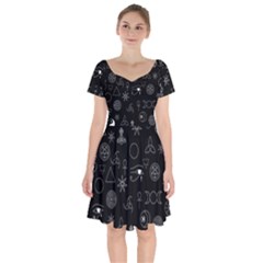 Witchcraft Symbols  Short Sleeve Bardot Dress