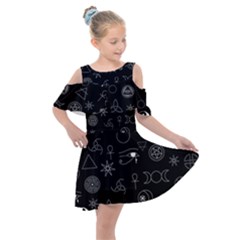 Witchcraft Symbols  Kids  Shoulder Cutout Chiffon Dress