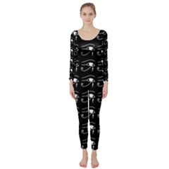 Witchcraft Symbols  Long Sleeve Catsuit by Valentinaart