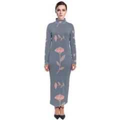 Florets Rose Flower Turtleneck Maxi Dress