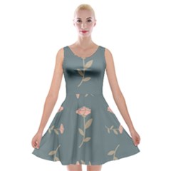 Florets Rose Flower Velvet Skater Dress