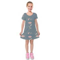 Florets Rose Flower Kids  Short Sleeve Velvet Dress