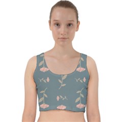 Florets Rose Flower Velvet Racer Back Crop Top