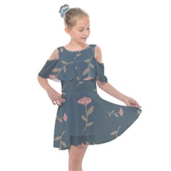 Florets Rose Flower Kids  Shoulder Cutout Chiffon Dress