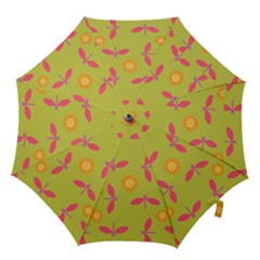 Dragonfly Sun Flower Seamlessly Hook Handle Umbrellas (large)