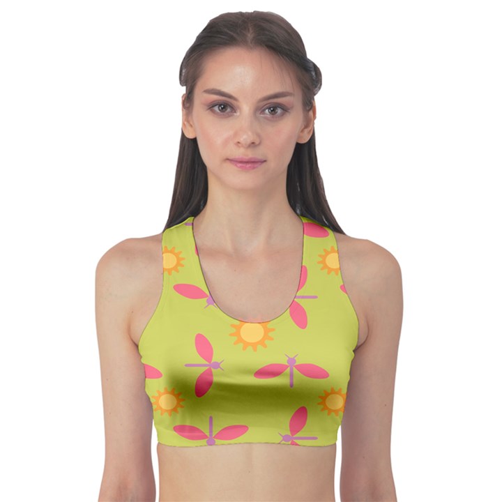 Dragonfly Sun Flower Seamlessly Sports Bra