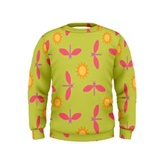 Dragonfly Sun Flower Seamlessly Kids  Sweatshirt