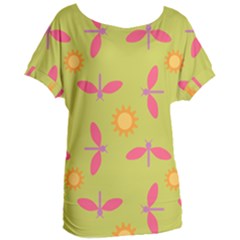 Dragonfly Sun Flower Seamlessly Women s Oversized Tee by HermanTelo