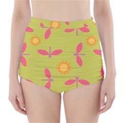 Dragonfly Sun Flower Seamlessly High-waisted Bikini Bottoms