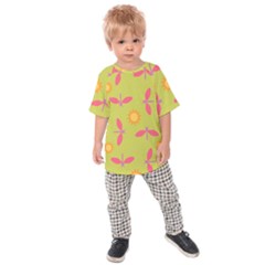 Dragonfly Sun Flower Seamlessly Kids  Raglan Tee