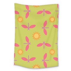 Dragonfly Sun Flower Seamlessly Large Tapestry