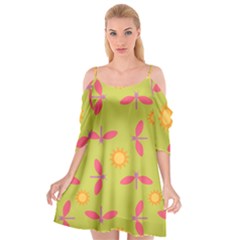 Dragonfly Sun Flower Seamlessly Cutout Spaghetti Strap Chiffon Dress by HermanTelo