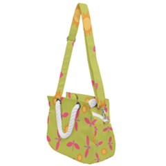 Dragonfly Sun Flower Seamlessly Rope Handles Shoulder Strap Bag