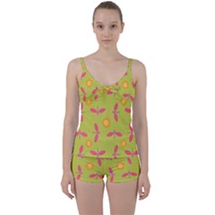 Dragonfly Sun Flower Seamlessly Tie Front Two Piece Tankini