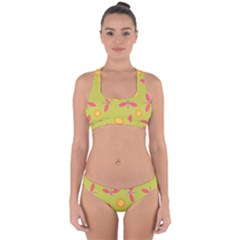 Dragonfly Sun Flower Seamlessly Cross Back Hipster Bikini Set