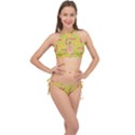 Dragonfly Sun Flower Seamlessly Cross Front Halter Bikini Set View1