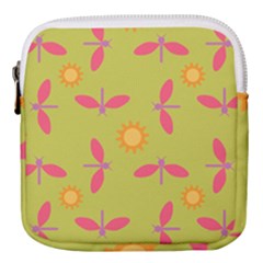 Dragonfly Sun Flower Seamlessly Mini Square Pouch by HermanTelo