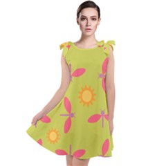 Dragonfly Sun Flower Seamlessly Tie Up Tunic Dress by HermanTelo