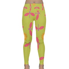 Dragonfly Sun Flower Seamlessly Lightweight Velour Classic Yoga Leggings