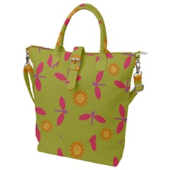 Dragonfly Sun Flower Seamlessly Buckle Top Tote Bag