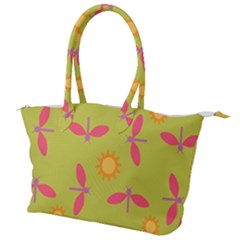 Dragonfly Sun Flower Seamlessly Canvas Shoulder Bag