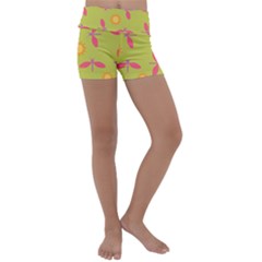 Dragonfly Sun Flower Seamlessly Kids  Lightweight Velour Yoga Shorts