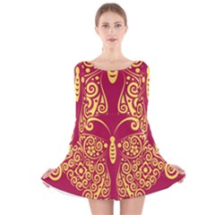 Butterfly Insect Bug Decoration Long Sleeve Velvet Skater Dress